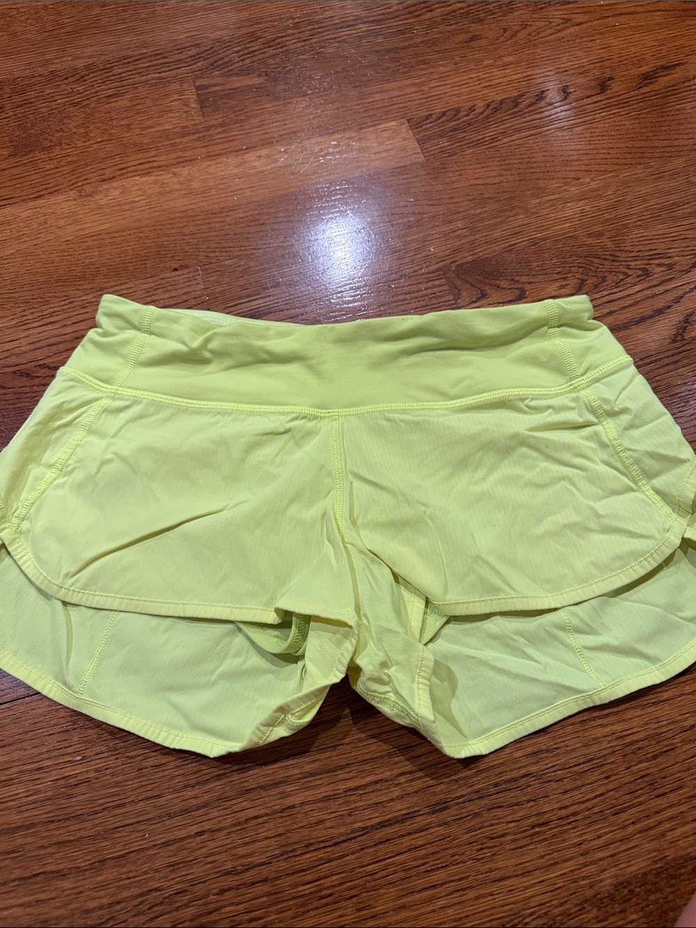 lululemon athletica Neon Yellow Layered Run Shorts